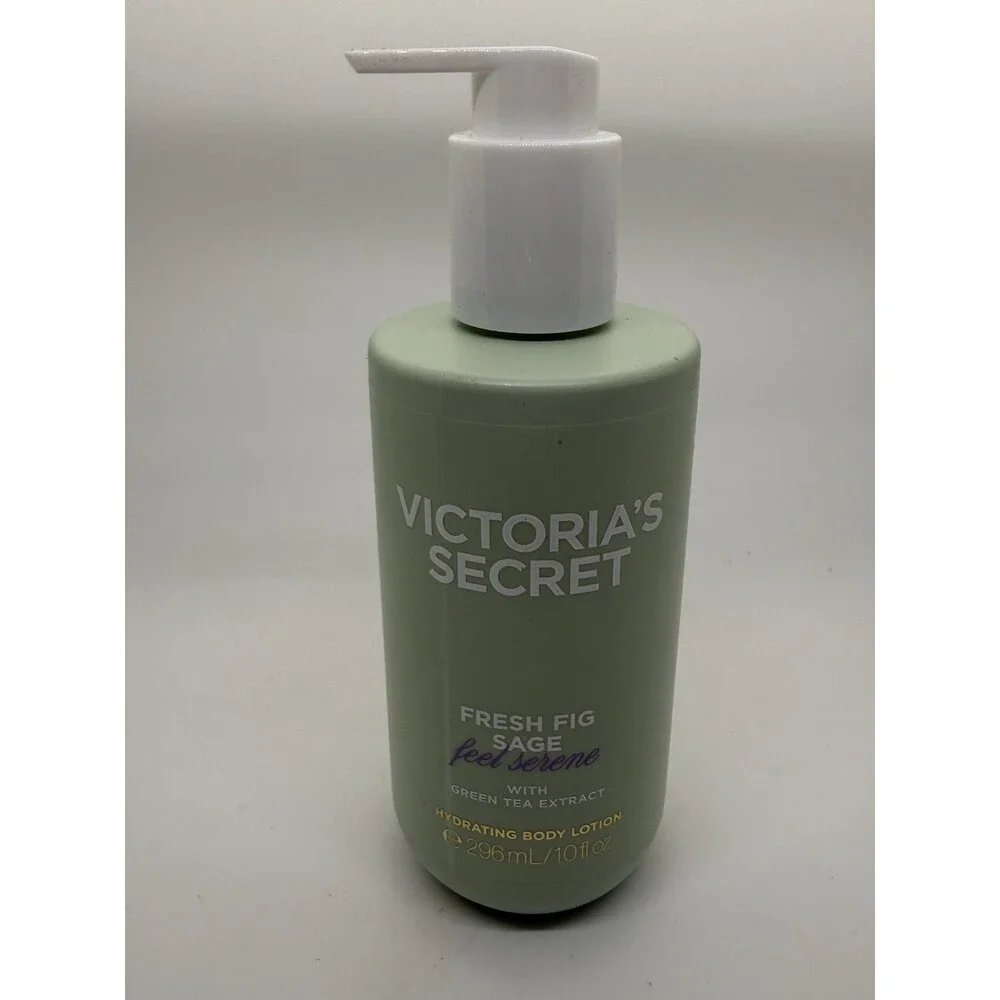Victoria's Secret Fresh Fig Sage Green Tea Body Oil 4.3oz,‎ Lotion 10oz Set New